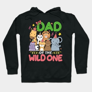 Dad of the Wild One Zoo Birthday Safari Jungle Animal Hoodie